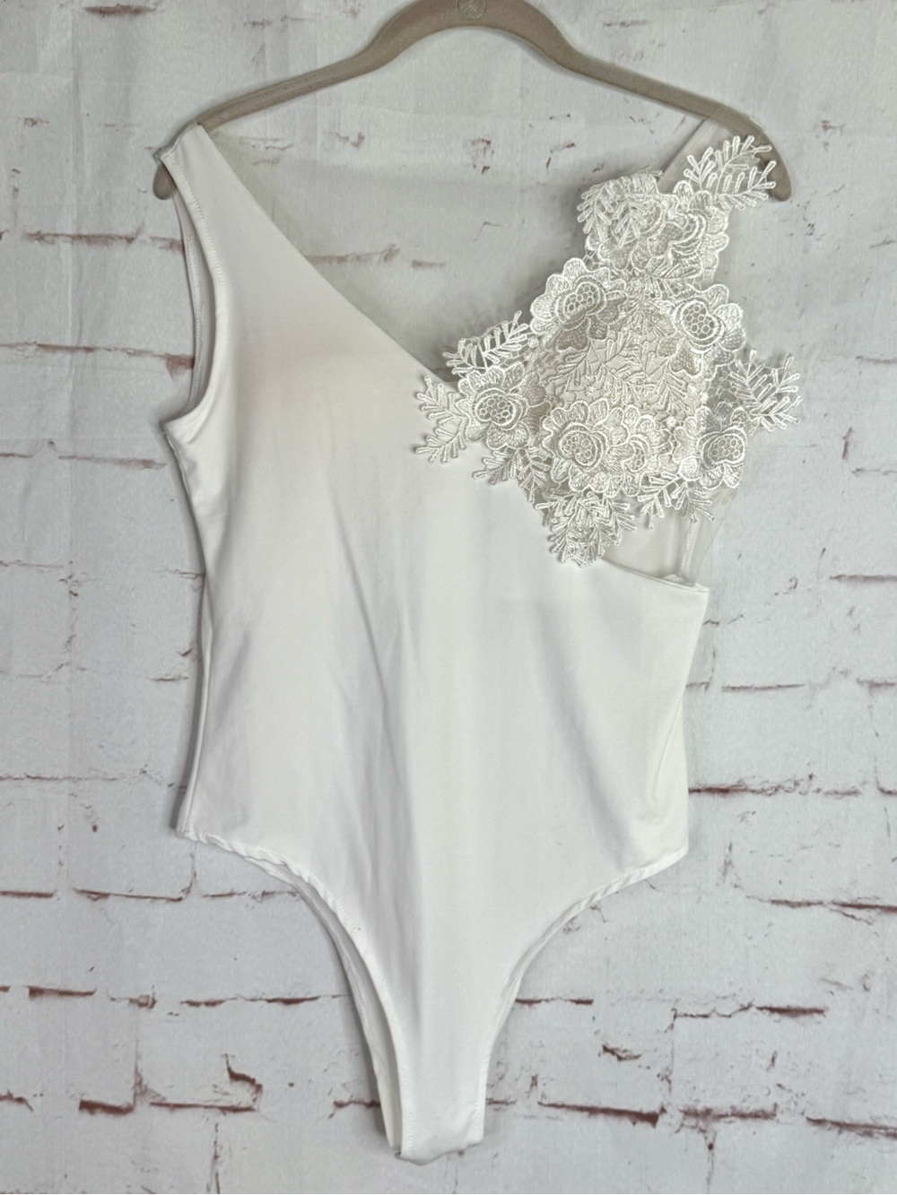 Vintage Coquette Ivory Lace detail V-neck Sleeveless Snap Closure Bodysuit M - Picture 12 of 15